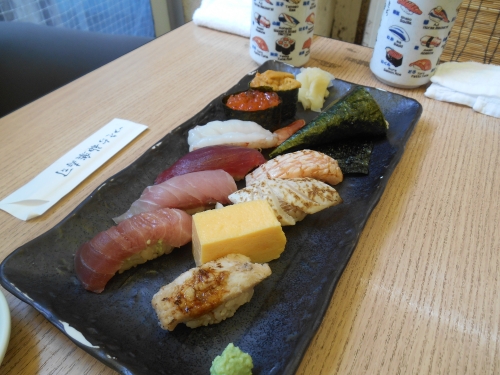 Sashimi served at Tsukiji Market
